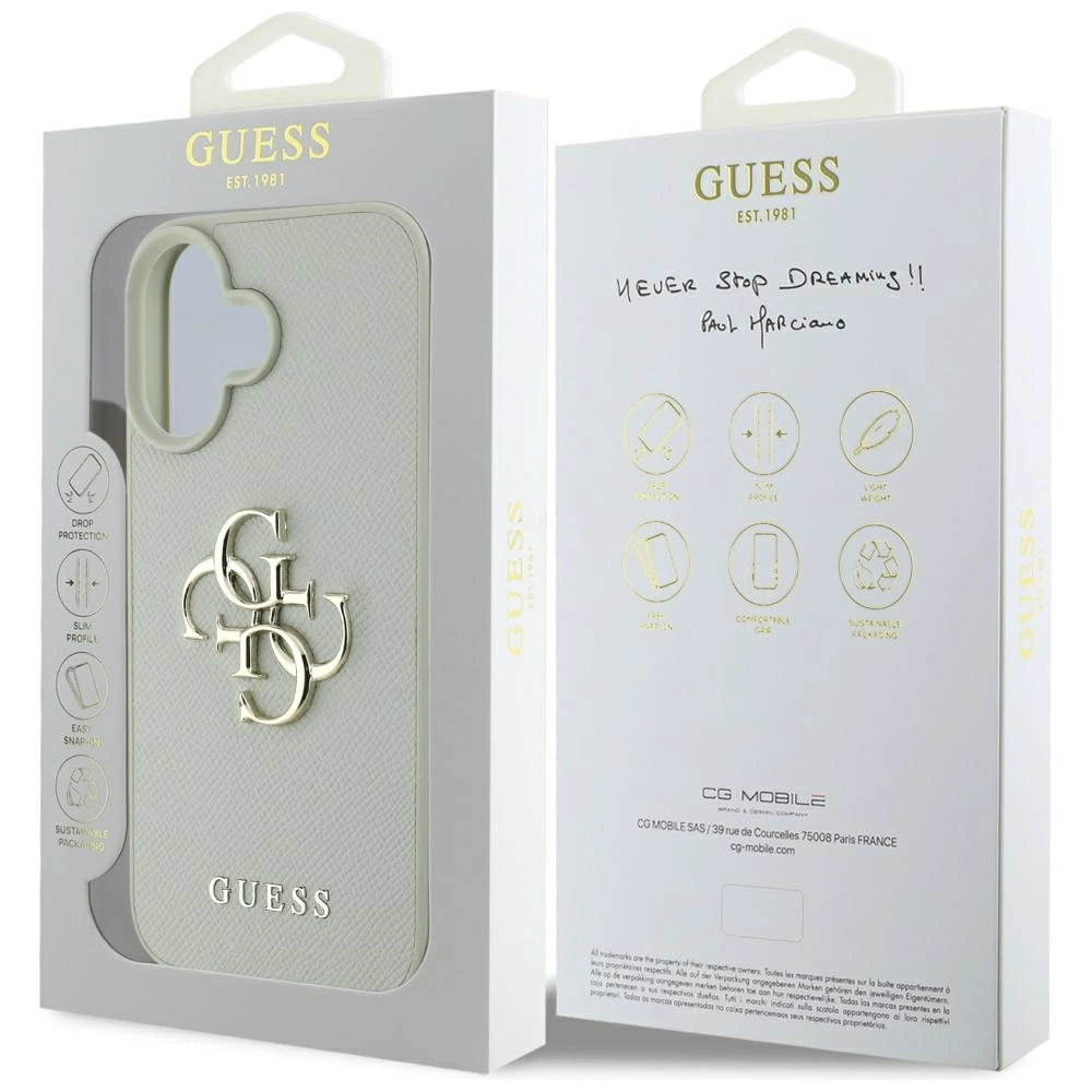Guess Grained Big 4G Logo Small Classic Logo dėklas iPhone 16 - žalias - Image 8