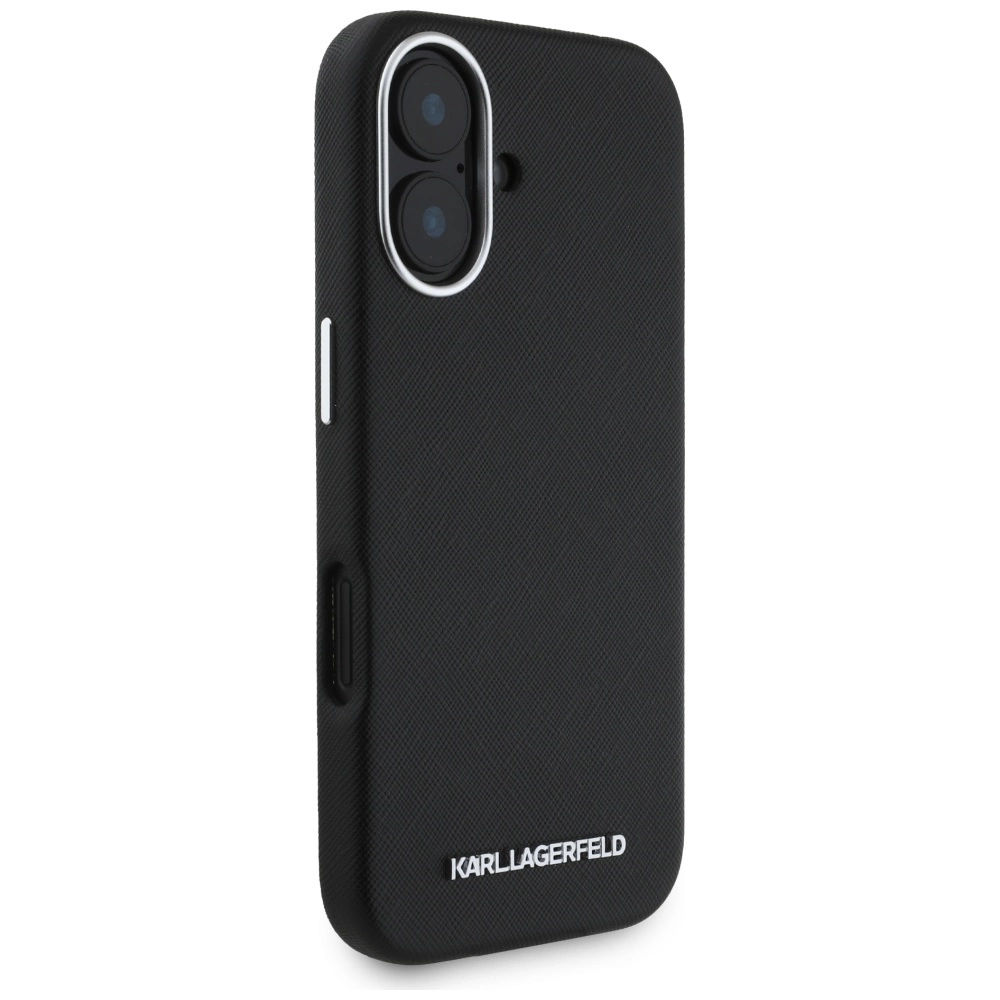 Karl Lagerfeld Saffiano Pilnai apvyniotas Ilgas Metal Logo MagSafe dėklas iPhone 16 - juodas - Image 4