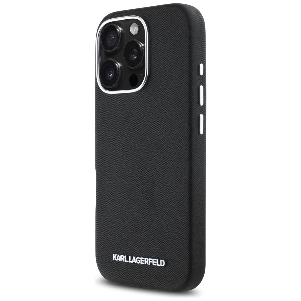 Karl Lagerfeld Saffiano Pilnai apvyniotas Ilgas Metal Logo MagSafe dėklas iPhone 16 Pro Max - juodas - Image 2