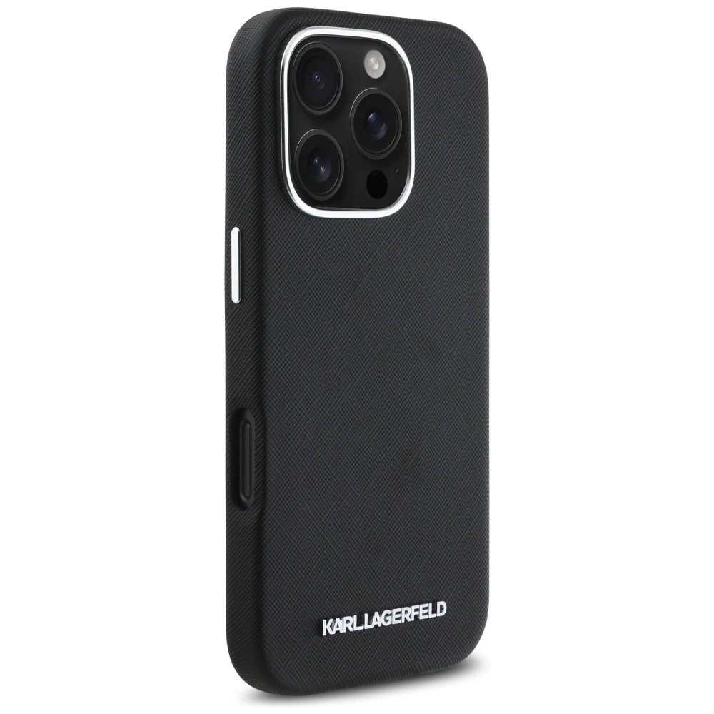 Karl Lagerfeld Saffiano Pilnai apvyniotas Ilgas Metal Logo MagSafe dėklas iPhone 16 Pro Max - juodas - Image 4
