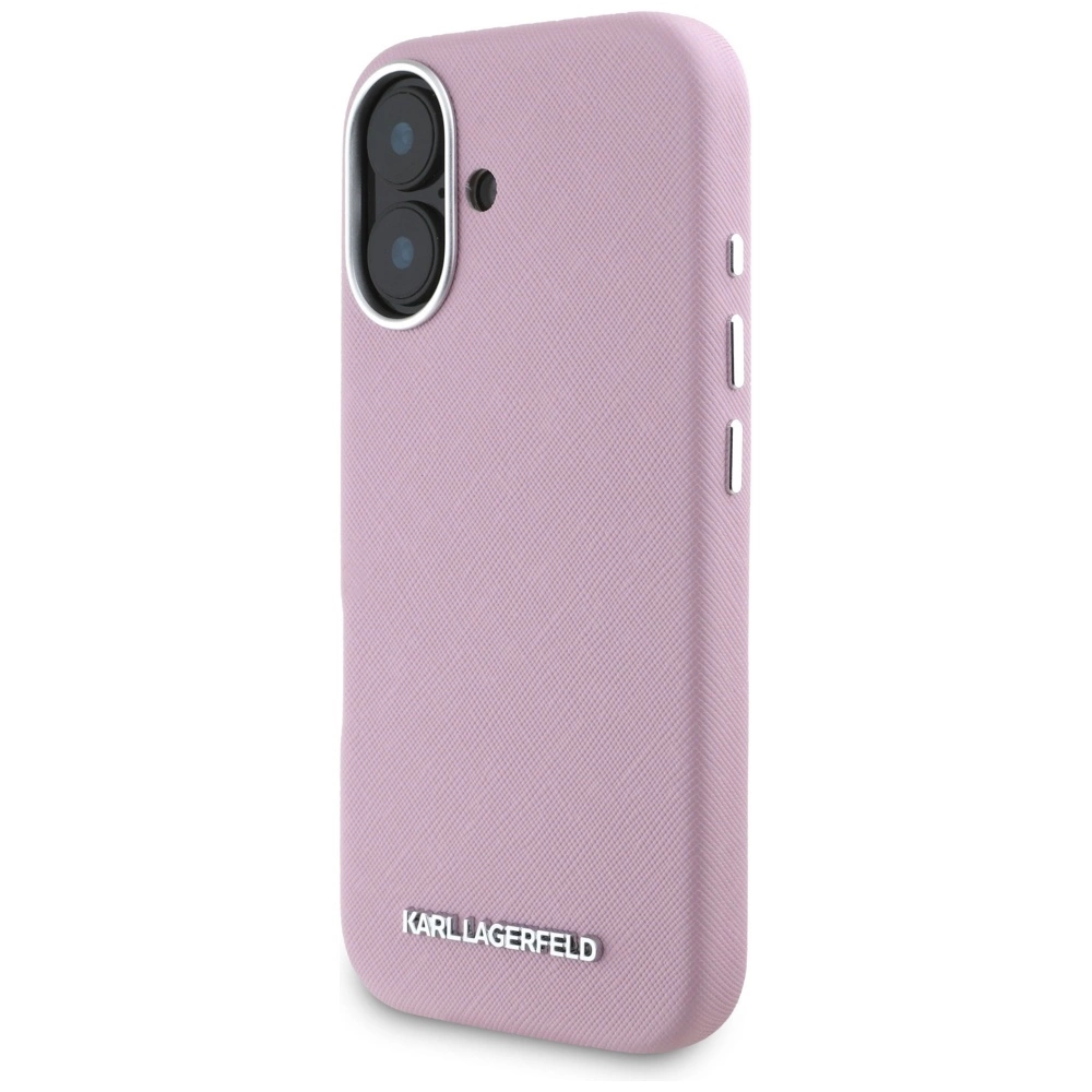 Karl Lagerfeld Saffiano Pilnai apvyniotas Ilgas Metal Logo MagSafe dėklas iPhone 16 - rožinis - Image 2