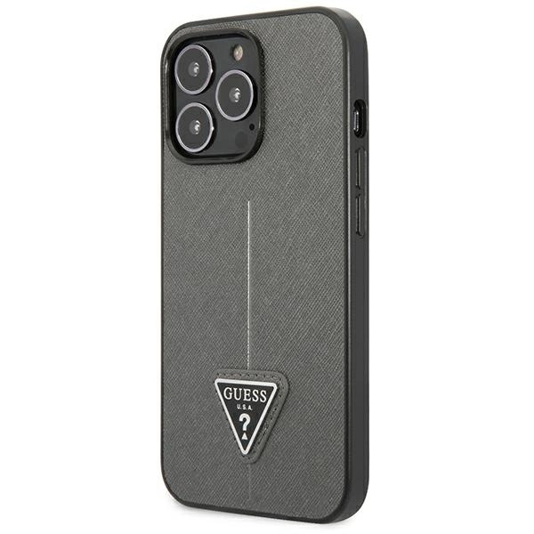 Guess Saffiano Triangle Logo dėklas iPhone 13 Pro / 13 6.1” - sidabrinis - Image 2