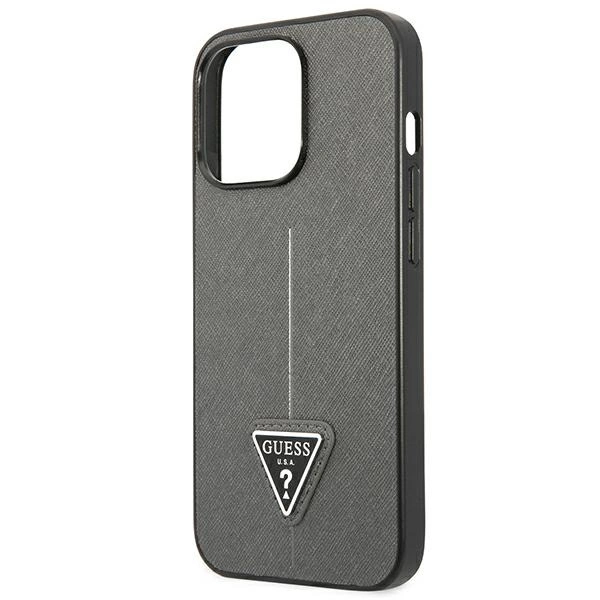 Guess Saffiano Triangle Logo dėklas iPhone 13 Pro / 13 6.1” - sidabrinis - Image 6
