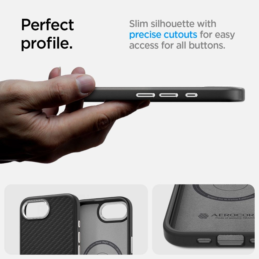 Spigen Enzo Aramid MagSafe dėklas iPhone 16e - juodas - Image 2