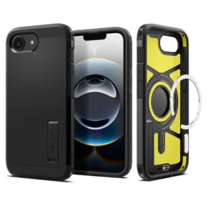 Spigen Tough Armor Case with MagSafe for iPhone 16e with Stand - Black