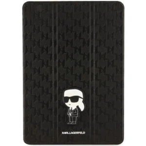 Karl Lagerfeld Saffiano Monogram Ikonik Case for iPad 10.2" 2019 (7th gen.) Folio Magnet Allover Cover - Black