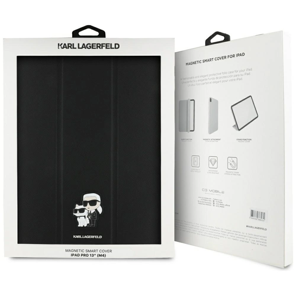 Karl Lagerfeld Saffiano Magnetinis Karl & Choupette dėklas iPad Pro 13” 2024 Book Cover - juodas - Image 8
