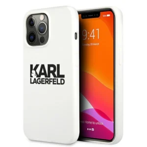 Karl Lagerfeld Silicone Stack Logo Case for iPhone 13 Pro / 13 6.1" - White