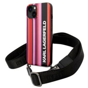 Karl Lagerfeld Color Stripes Strap Case for iPhone 14 Plus / 15 Plus 6.7" - Pink