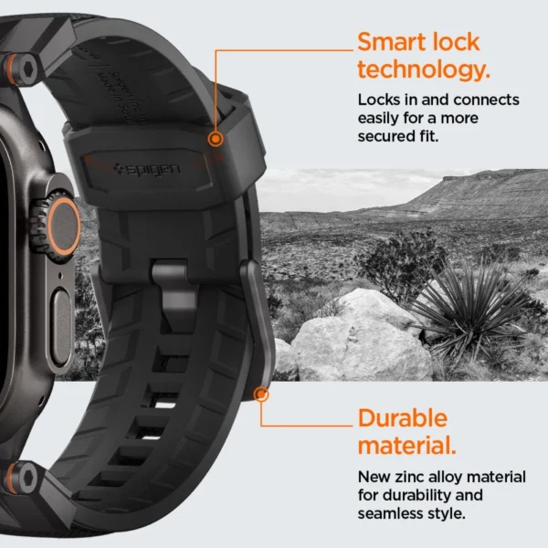 Spigen DuraPro Armor dirželis Apple Watch 44 / 45 / 46 / 49 mm - juodas - Image 13