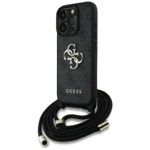 Guess 4G Big Logo Cord Stap Crossbody Case for iPhone 16 Pro Max black