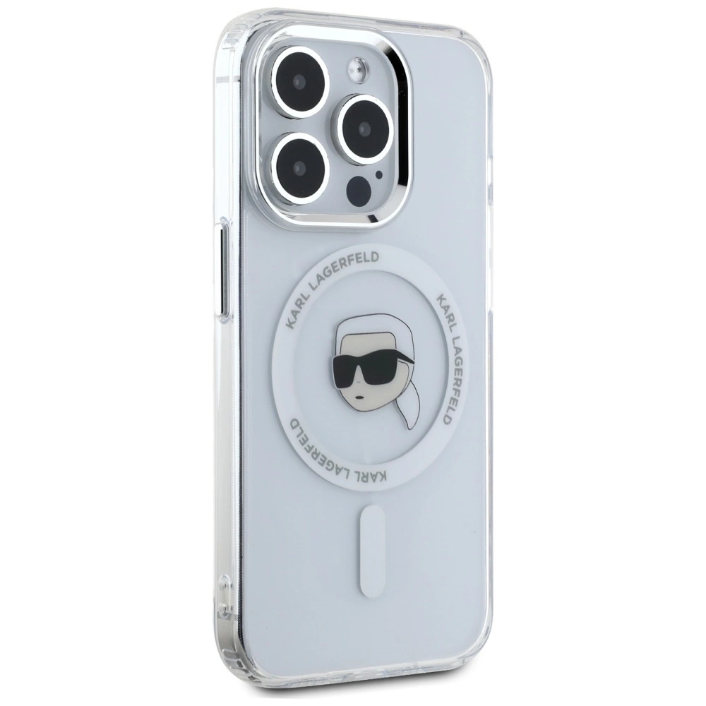 Karl Lagerfeld IML Metal Karl Head MagSafe dėklas iPhone 15 Pro – baltas - Image 4