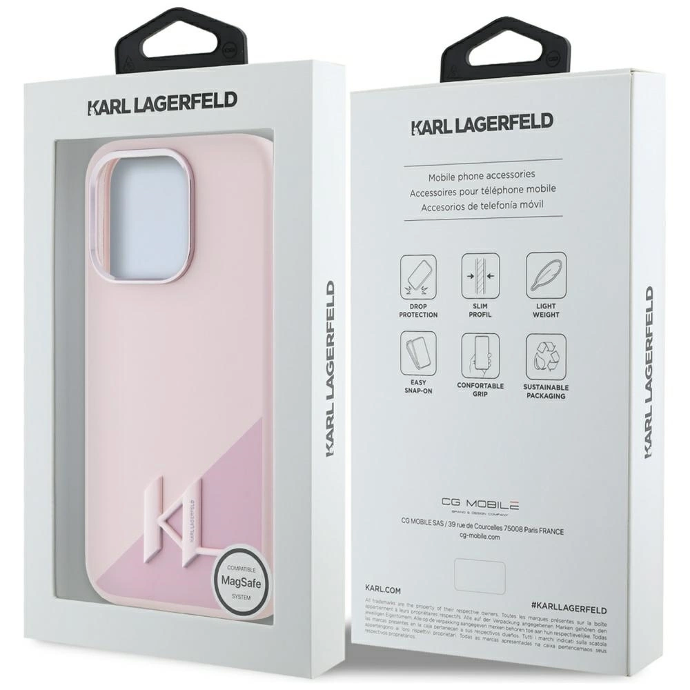 Karl Lagerfeld Silicone Shadow Metal Initial MagSafe dėklas iPhone 15 Pro Max – rožinis - Image 8