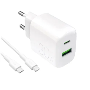 Puro PROLITE 30W USB-A / USB-C wall charger + USB-C - USB-C cable 1.2m - white