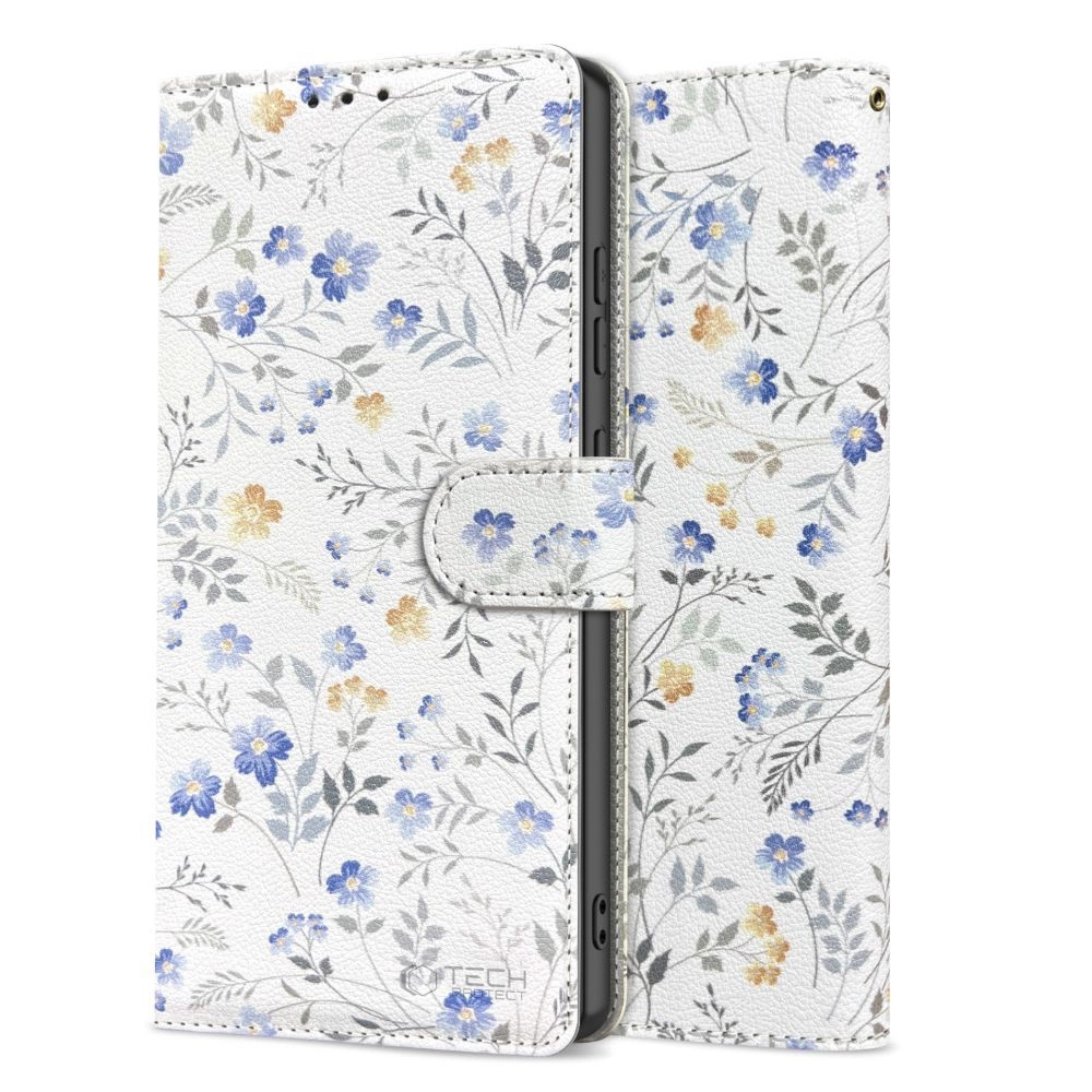 Tech-Protect Wallet dėklas Samsung Galaxy A56 5G – baltos gėlės - Image 3