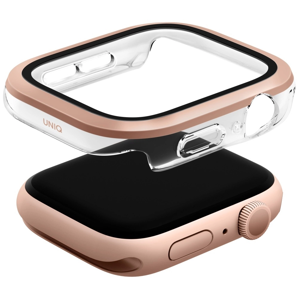 Uniq Voute grūdinto stiklo dėklas Apple Watch 10 46 mm – rožinis auksas - Image 2