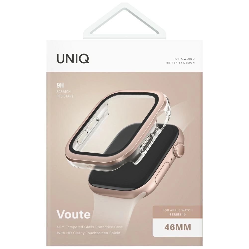 Uniq Voute grūdinto stiklo dėklas Apple Watch 10 46 mm – rožinis auksas - Image 5
