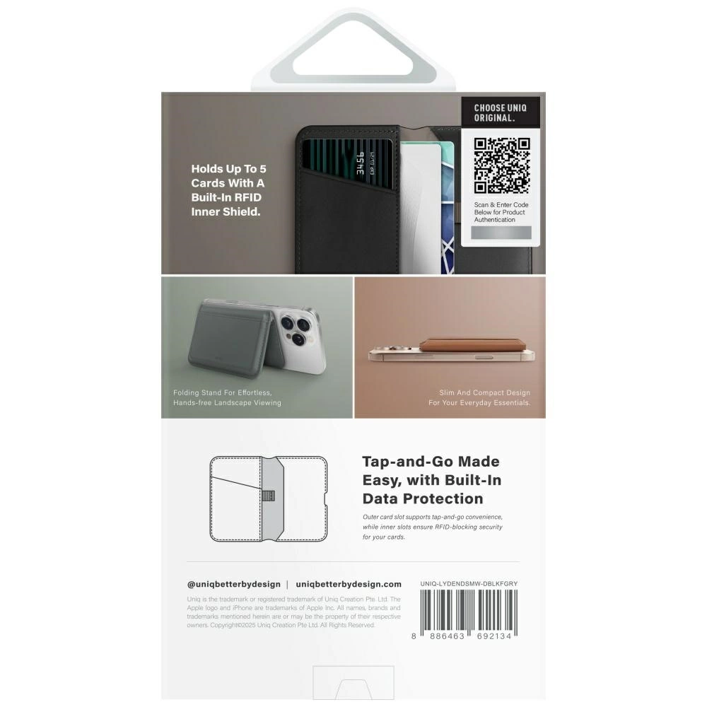 Uniq Lyden DS RFID magnetinė piniginė su telefono stovu – juoda - Image 5
