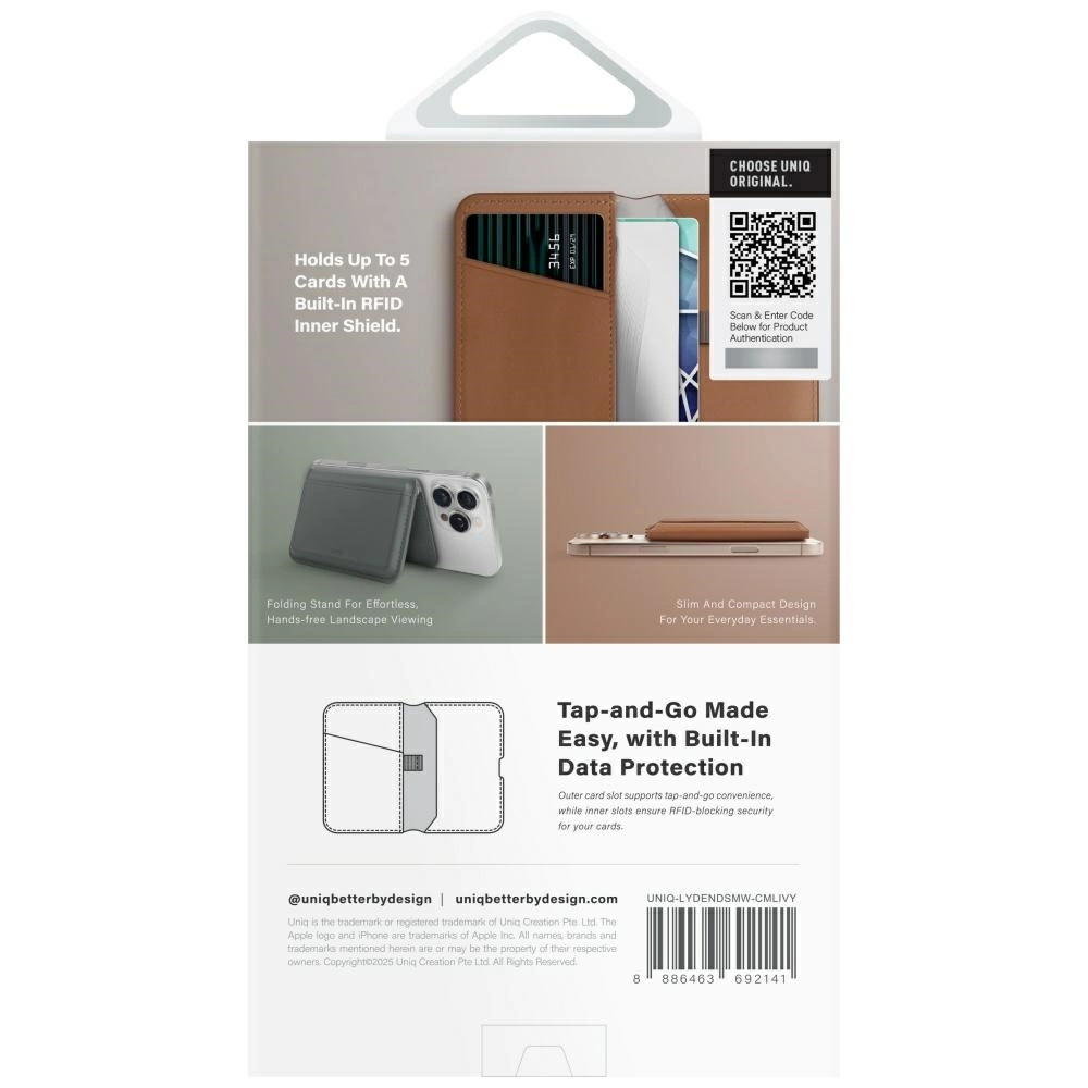 Uniq Lyden DS RFID magnetinė piniginė su telefono stovu – ruda - Image 5