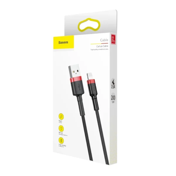 Baseus Cafule USB-A / Lightning 1.5A QC kabelis 2 m – juoda ir raudona - Image 9