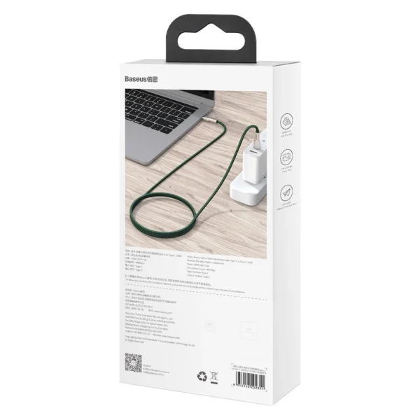 Baseus Cafule Metal Data USB-C / USB-C PD QC SCP 100W 5A 2 m laidas - žalias - Image 6