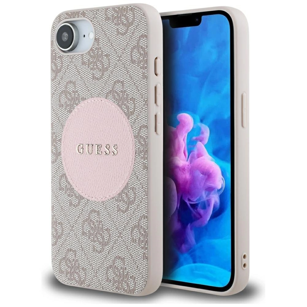 Guess 4G Circle Classic Logo MagSafe case for iPhone 16e - pink