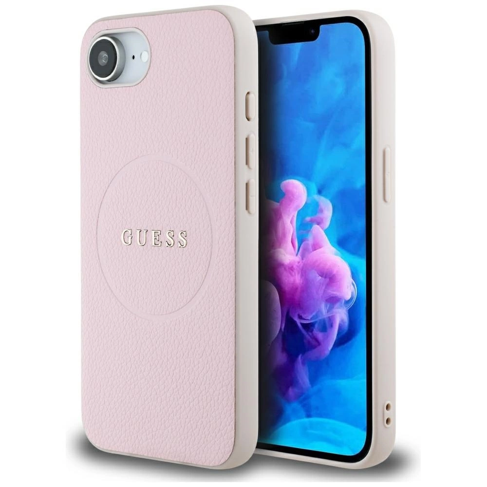 Guess Grained Ring MagSafe iPhone 16e Case - Pink