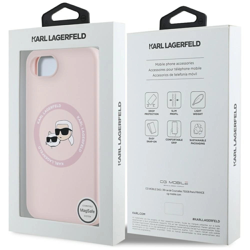 Karl Lagerfeld Silicone Karl & Choupette Heads MagSafe iPhone 16e dėklas - rožinis - Image 8