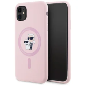 Karl Lagerfeld Silicone Karl&Choupette MagSafe iPhone 11 Case - Pink