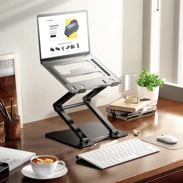 Nešiojamojo kompiuterio stovas Wozinsky WRS-CPY75DSB aliuminis + nemokamas telefono stovas - juodas - Image 13