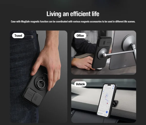 Nillkin CamShield Pro Magnetic dėklas iPhone 15 su kameros apsauga - žalias - Image 8
