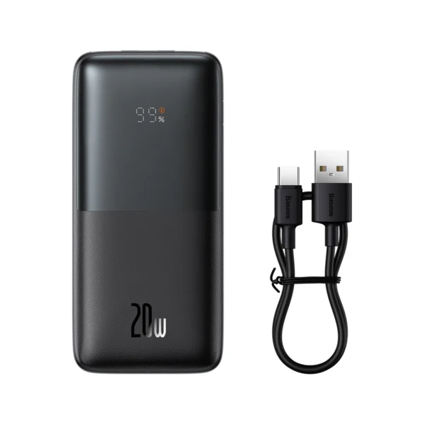 Baseus Bipow Pro powerbank 10000mAh 20W juodas su USB A - USB C 3A 0.3 m kabeliu (PPBD040201) - Image 9