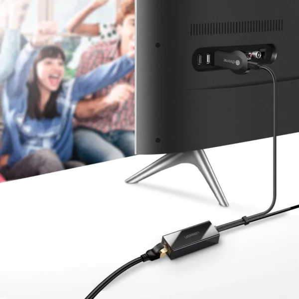 Ugreen 30985 išorinė tinklo kortelė Chromecast su micro USB / USB-A jungtimis 100Mb/s 1m - juoda - Image 4