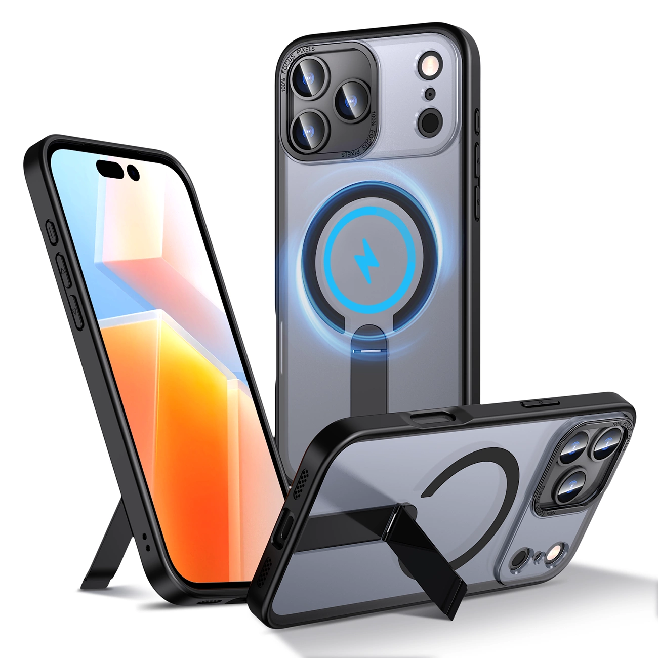 Hybrid Armor X dėklas iPhone 17 Pro su MagSafe stoveliu – juodas - Image 2
