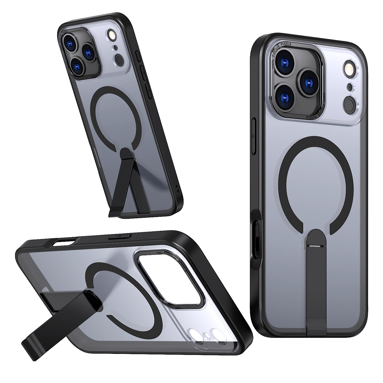 Hybrid Armor X dėklas iPhone 17 Pro su MagSafe stoveliu – juodas - Image 3