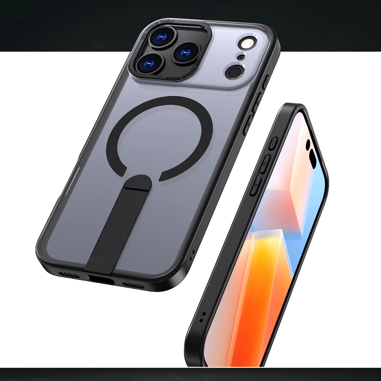 Hybrid Armor X dėklas iPhone 17 Pro su MagSafe stoveliu – juodas - Image 5