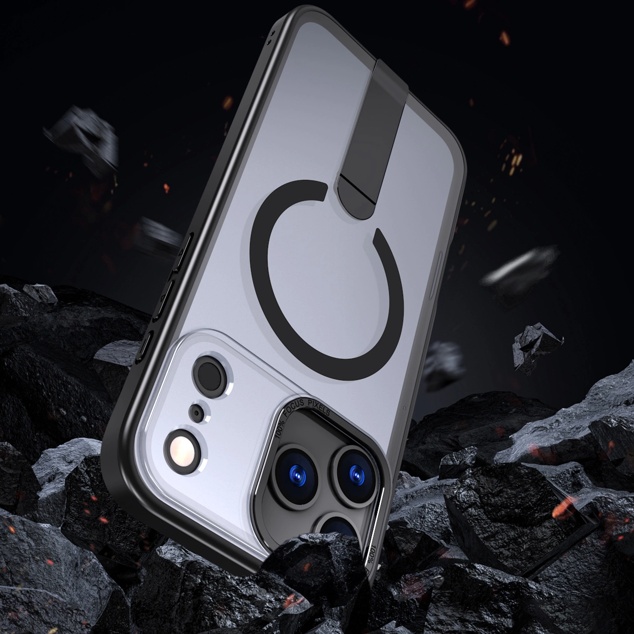 Hybrid Armor X dėklas iPhone 17 Pro su MagSafe stoveliu – juodas - Image 6