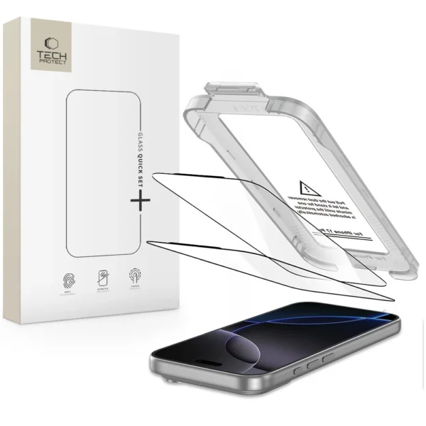 Tech-Protect Quick Set+ 2-pack tempered glass for iPhone 17 Pro - black