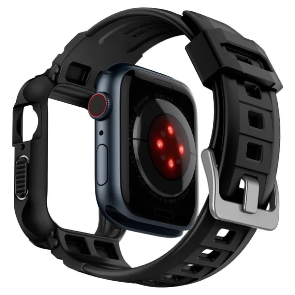 Spigen Rugged Armor Pro dėklas su dirželiu Apple Watch 4 / 5 / 6 / 7 / 8 / SE (44/45 mm) – juodas - Image 2