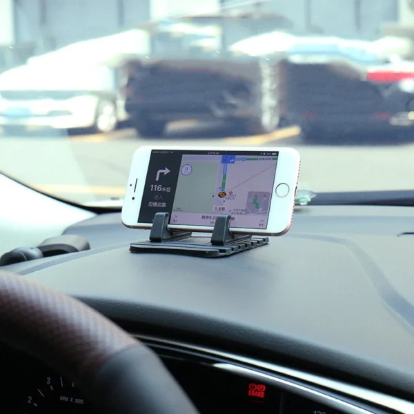 Universalus automobilinis silikoninis telefono laikiklis su nano lipduku – juodas - Image 9