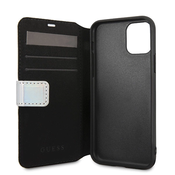 Guess GUFLBKN58BLD iPhone 11 Pro sidabrinis knygutės tipo dėklas Iridescent - Image 3