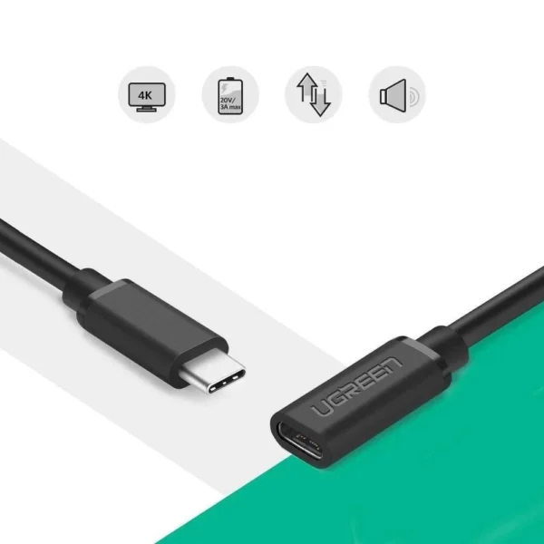 Ugreen 40574 USB-C – USB-C 5 Gb/s laidas 0,5 m – juodas - Image 3
