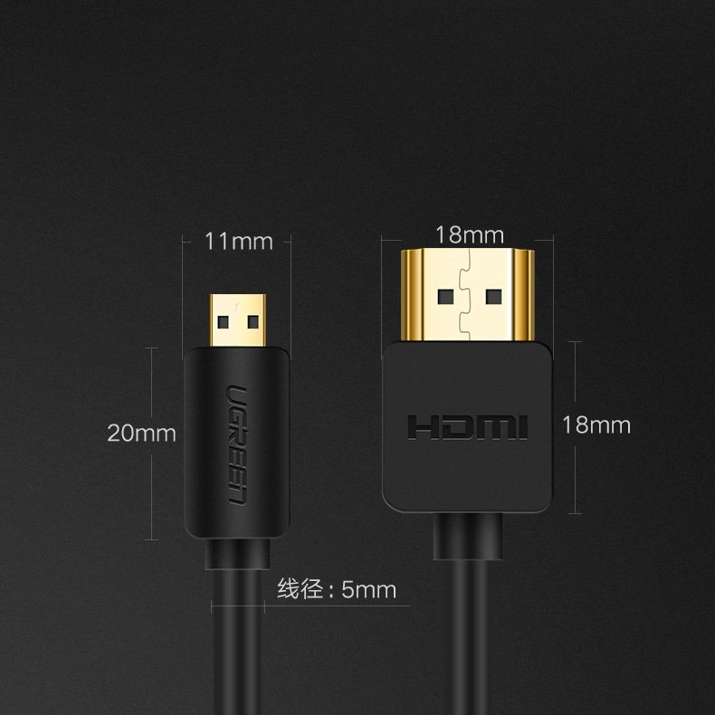 Ugreen HDMI – micro HDMI kabelis 19 pin 2.0v 4K 60Hz 30AWG 1,5 m – juodas (30102) - Image 12
