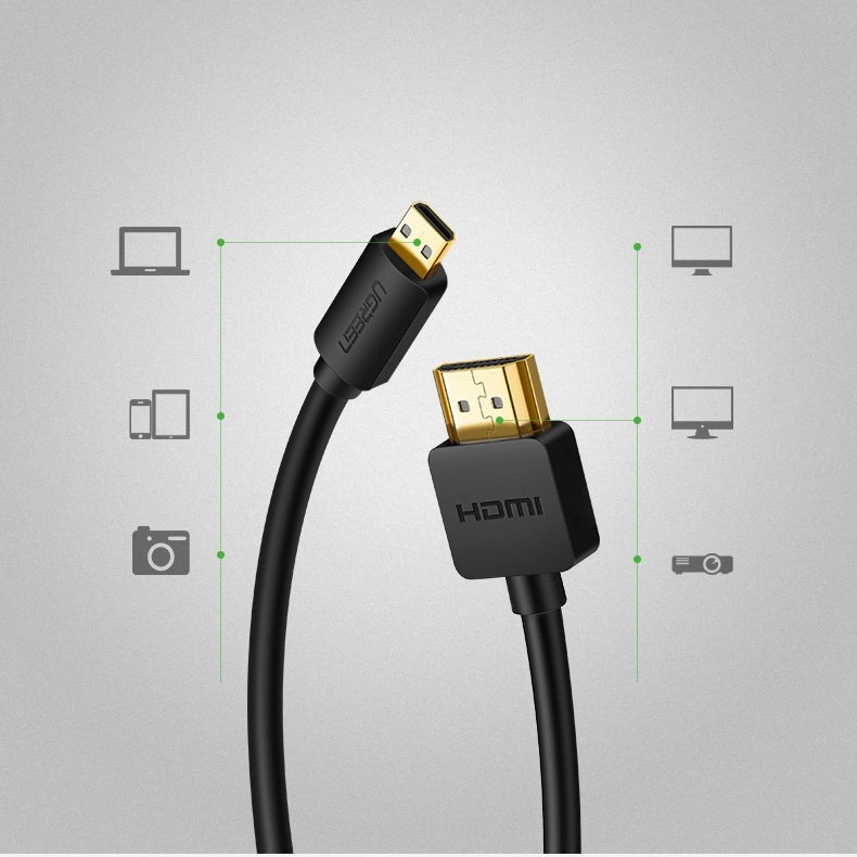 Ugreen HDMI – micro HDMI kabelis 19 pin 2.0v 4K 60Hz 30AWG 1,5 m – juodas (30102) - Image 9