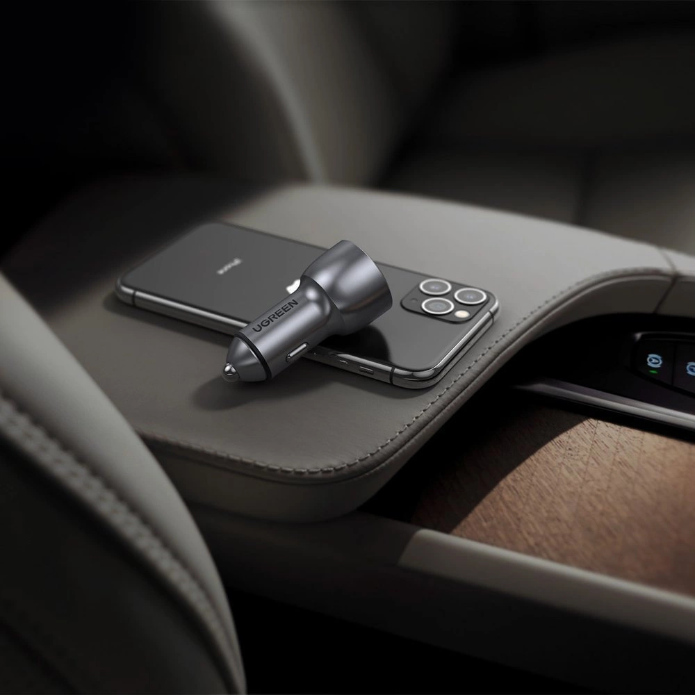 Ugreen automobilinis įkroviklis USB / USB Type-C Quick Charge 3.0 Power Delivery 36W 3A – pilkas (CD213 60980) - Image 7