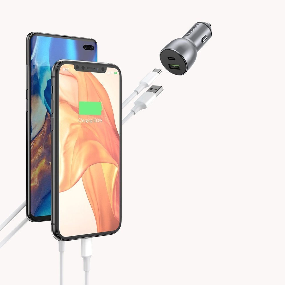 Ugreen automobilinis įkroviklis USB / USB Type-C Quick Charge 3.0 Power Delivery 36W 3A – pilkas (CD213 60980) - Image 5