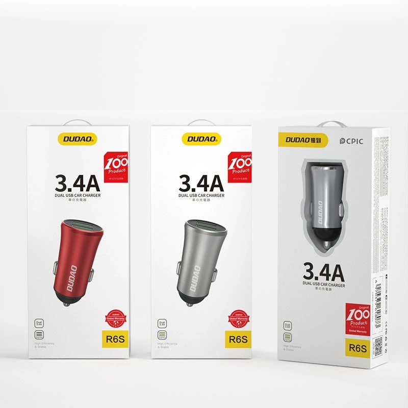 Dudao 3.4A išmanus automobilinis įkroviklis 2x USB – sidabrinis (R6S silver) - Image 3