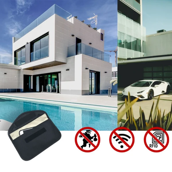 Apsauginis dėklas automobilių raktams su radijo blokavimu, Faradėjaus dėžė 20 cm x 11 cm – juodas - Image 17