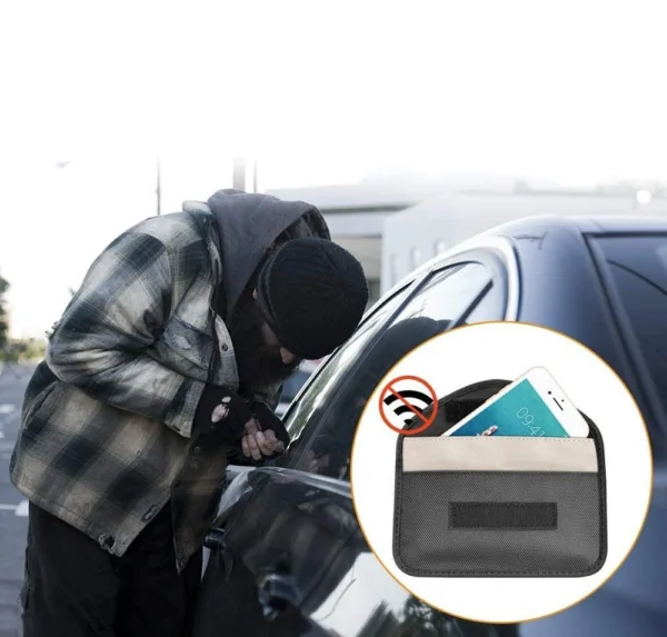 Apsauginis dėklas automobilių raktams su radijo blokavimu, Faradėjaus dėžė 20 cm x 11 cm – juodas - Image 11