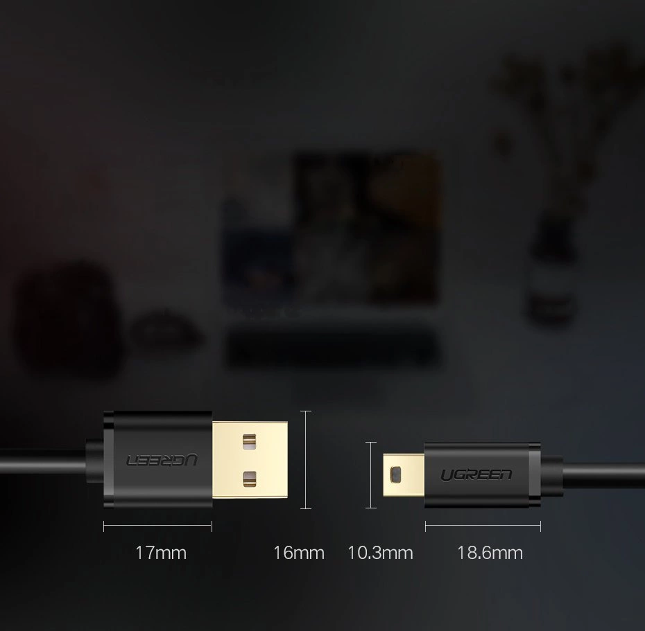 Ugreen USB – mini USB kabelis 480 Mbps 3 m juodas (US132 10386) - Image 13